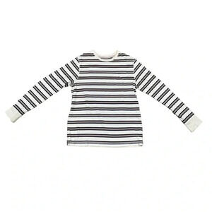 George Long Sleeve Cream, Brown, Dark Navy Striped Long Sleeve Shirt Size Medium